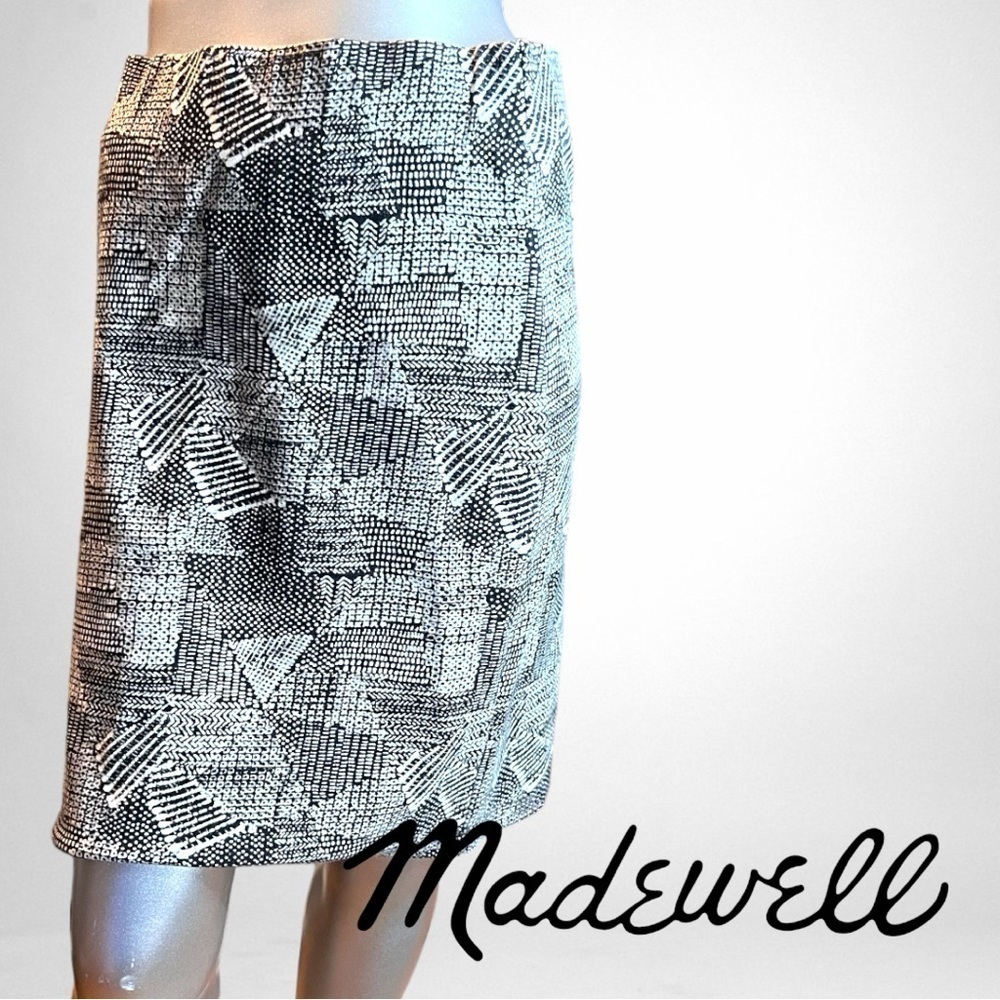MADEWELL Ponte Knit DOWNTOWN SKIRT IN BATIK Geometric Pull-On Mini Sz - Mediumn